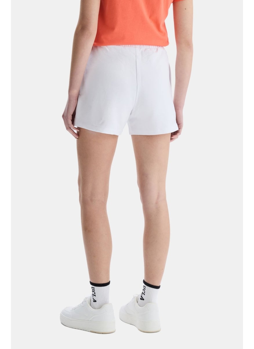 UCLA Rosa White Oversize Embroidered Oversize Women's Knitted Shorts  - Image 4