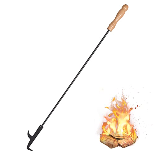 AGM Fire Pit Poker 32 Fire Poker Stick with Wooden HandleBarb for Campfire Fireplace Bonfires Heavy Duty Wrought Iron Fire Pit Tools Accessories for Outdoor Indoor - Image 1