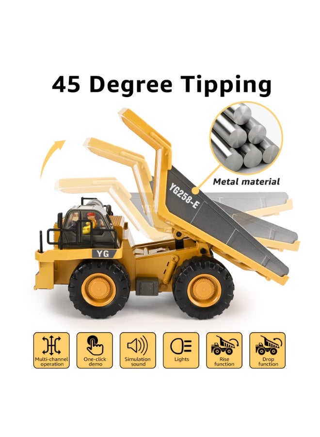 هالامودو 9 قناة سبيكة التحكم عن بعد شاحنة التفريغ ، R / C شاحنة تلعب سيارة البناء مع الضوء والصوت ، قوية ودائمة هدية عيد ميلاد مثالية للفتيان والبنات ، 21 * 12.5 * 10 سم - Image 3