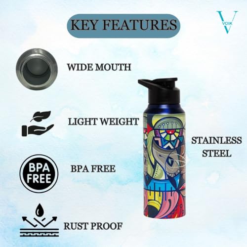 VOIK 750ml Stainless Steel Sipper Water Bottle | Leakproof Reusable Bottle for Kids & Adults | Lightweight Steel Bottle for School, Gym, Office, Sports & Travel | Eco-Friendly Drinking Bottle - Image 2