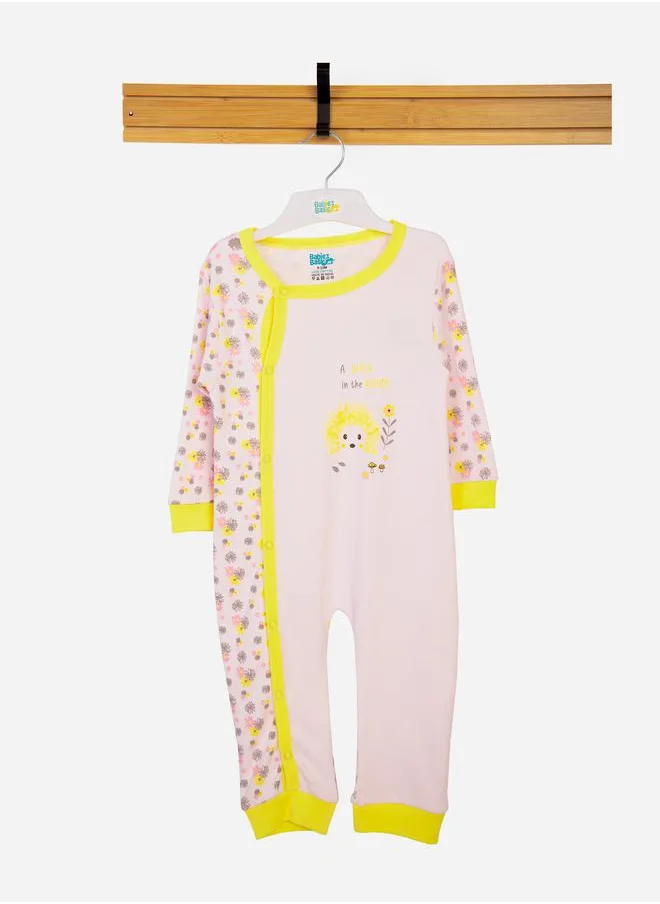 Babies Basic Floral Print Long Sleeves Sleepsuit