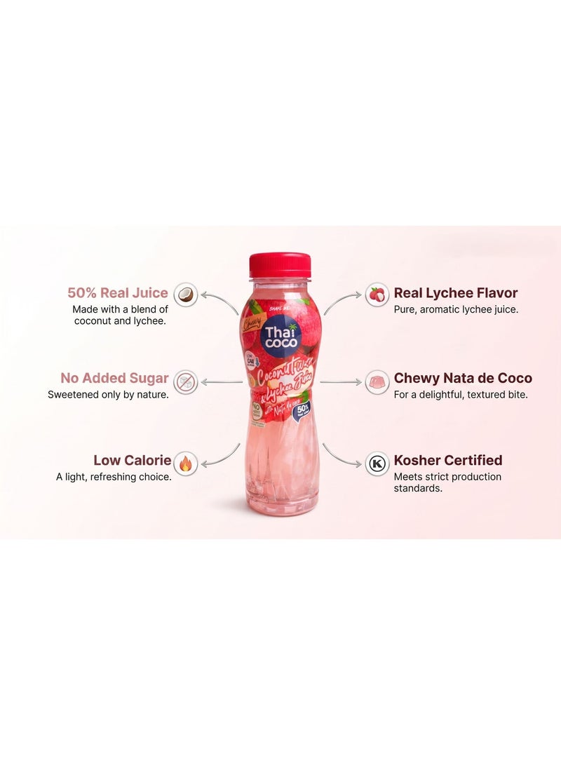 Thai Coco Coconut Water and Lychee Juice with Nata de Coco 320ml - Image 3
