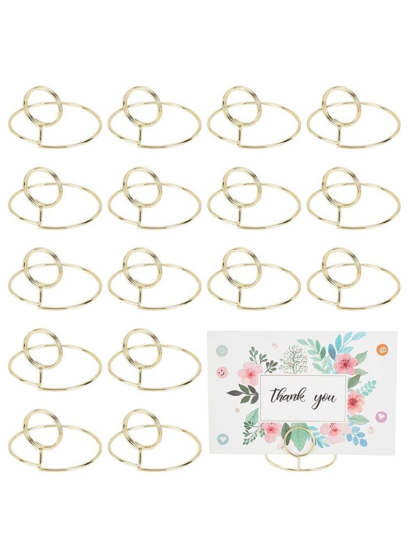 SYOSI 16pcs Table Number Holders Place Card Holder Name Card Sign Stands Golden Photo Holder Pictures Stand Clips Round Alloy for Wedding Party Graduation Reception Decorations Office Memo  - Image 1