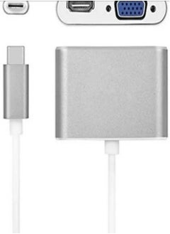 USB C to HDMI VGA Adapter, 2 in 1 USB Type C to VGA HDMI Splitter Converter Adapter for MacBook, Lenovo, Dell, Huawei, Xiaomi, HP computers