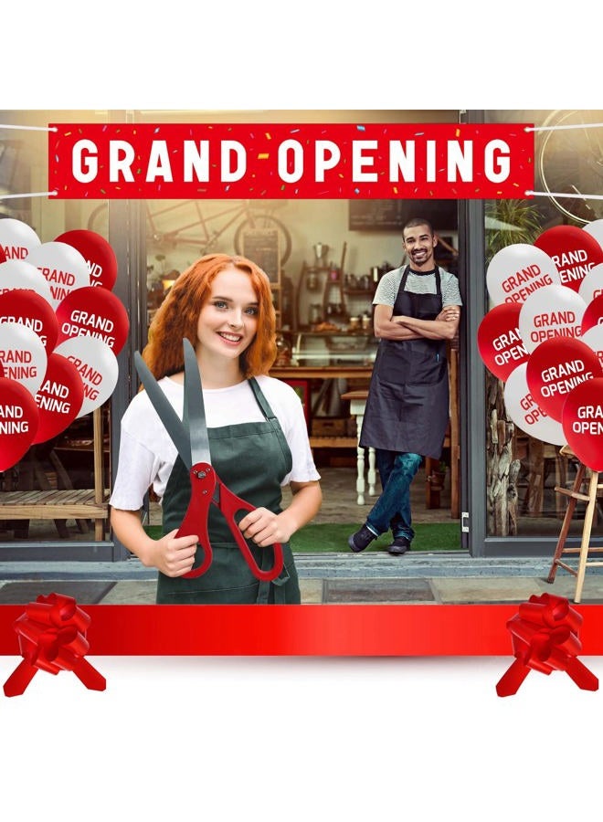 Funsky Grand Opening Red Ribbon Cutting Ceremony Kit - 25" Giant Scissors with Red Satin Ribbon, Banner, Balloons,Bows and More Supplies Grand Opening Decorations for Business - Image 5