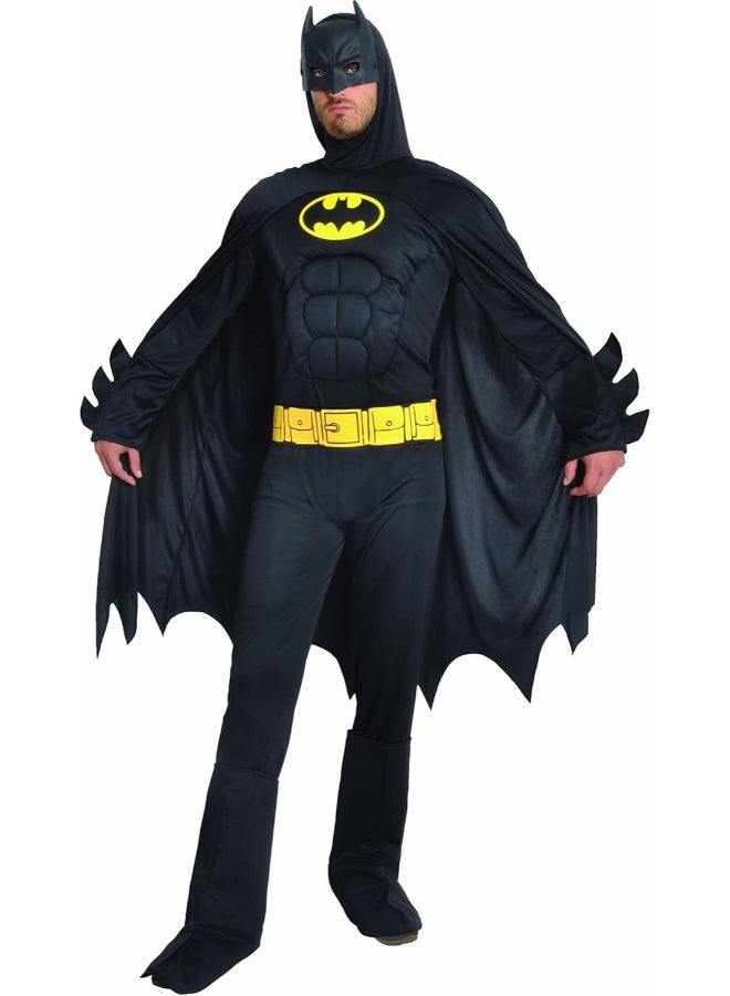 Ciao Batman Adult Muscle Costume Black Size L | Official DC Comics Superhero Outfit with Muscle Jumpsuit, Cape, Mask, Belt & Overboots - Image 1