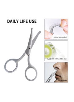 UEN Premium Nose Hair Scissors, Stainless Steel- Manual Nose Shaving Trimmer, Grooming Tool for Dry Skin, Eyelash/Ear, Eyebrow Trimming Women, 3.7 Inches Round Head Facial Small Hair Scissors  - Image 4