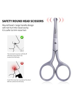 UEN Premium Nose Hair Scissors, Stainless Steel- Manual Nose Shaving Trimmer, Grooming Tool for Dry Skin, Eyelash/Ear, Eyebrow Trimming Women, 3.7 Inches Round Head Facial Small Hair Scissors  - Image 3