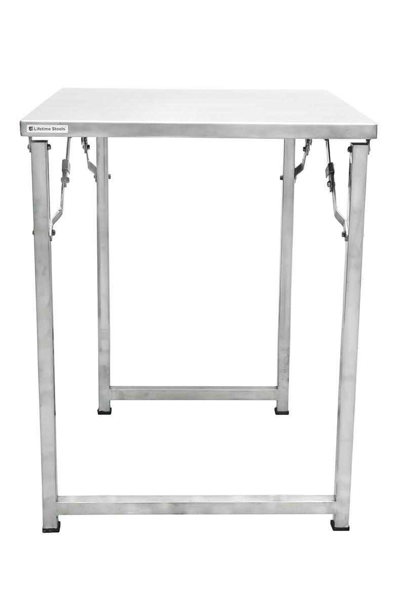 Lifetime Stools Lifetime Stools Commercial Use Stainless Steel Folding Table 22 x 22 x 28 Height 18 Gauge 202 Grade Heavy Duty MultiPurpose