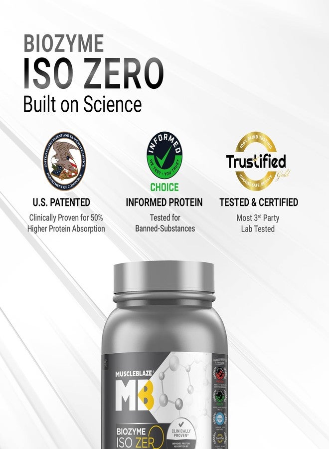 MuscleBlaze Biozyme Iso-Zero, Low Carb Whey Protein Isolate, 27g Isolate Whey Per Scoop (Blue Tokai Cafe Latte, 1kg / 2.2lbs) with USA Patent-Published Enhanced Absorption Formula (EAF) - Image 4