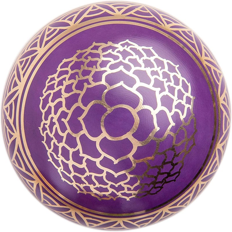 HIMALAYAN BAZAAR Tibetan Singing Bowl Set - Easy To Play for Beginners - Authentic Handcrafted Mindfulness Meditation Holistic Sound 7 Chakra Healing Gift by Himalayan Bazaar (Purple-Magenta) - Image 5