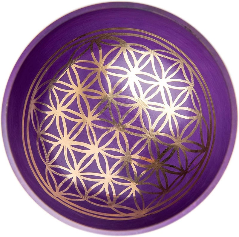 HIMALAYAN BAZAAR Tibetan Singing Bowl Set - Easy To Play for Beginners - Authentic Handcrafted Mindfulness Meditation Holistic Sound 7 Chakra Healing Gift by Himalayan Bazaar (Purple-Magenta) - Image 4
