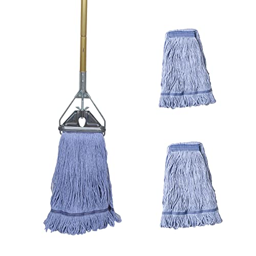 Midoneat Heavy Duty Commercial Industrial Mop ,58" Looped-End String Wet Cotton Mops for Floor Cleaning, Including Three mop Head Replacement - Image 1
