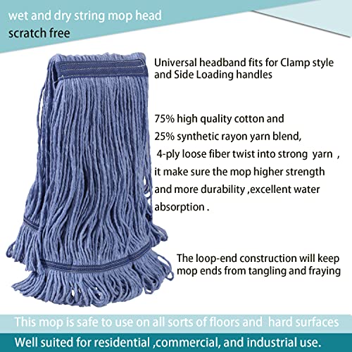 Midoneat Heavy Duty Commercial Industrial Mop ,58" Looped-End String Wet Cotton Mops for Floor Cleaning, Including Three mop Head Replacement - Image 3