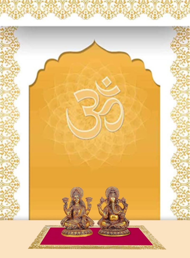 Dulhan DLC CD Lace Sequin Work Pink Velvet Pooja Cloth Asan for God Idol 10 x 20 inch Altar Cloth for Puja mandir Pack of 2 Small chowki Aasan kapda for bhagwan Home Temple Diwali Decoration Cloth mat - Image 5