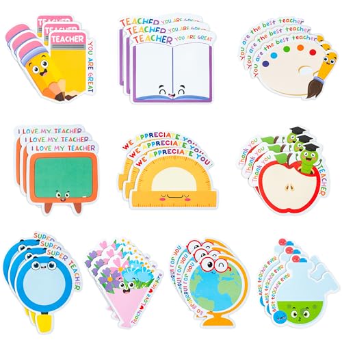 Xqumoi 30 Pack Teacher Sticky Notes - Notepads Book Pencil Ruler Shaped Set Self-Sticky Writing Memo Pads Page Marker for Appreciation Gift Back to School Office Supplies - Image 1