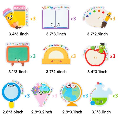 Xqumoi 30 Pack Teacher Sticky Notes - Notepads Book Pencil Ruler Shaped Set Self-Sticky Writing Memo Pads Page Marker for Appreciation Gift Back to School Office Supplies - Image 2