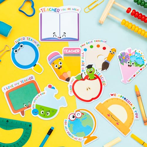 Xqumoi 30 Pack Teacher Sticky Notes - Notepads Book Pencil Ruler Shaped Set Self-Sticky Writing Memo Pads Page Marker for Appreciation Gift Back to School Office Supplies - Image 3