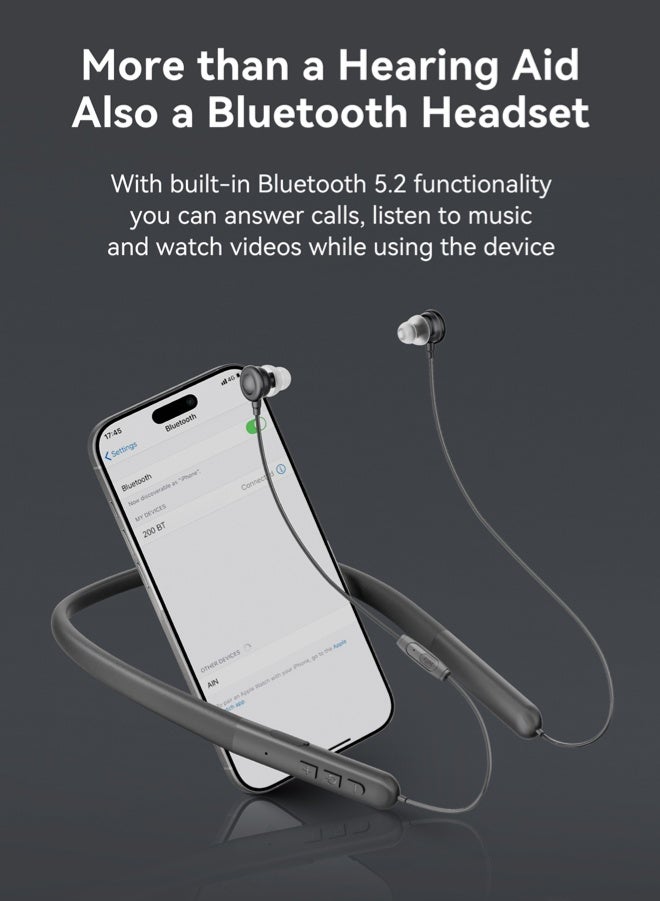 جي سي سي جوو سماعات اذن طبيه لضعف سمع سماعات أذن بلوتوث مع شريحة DSP بـ 16 قناة، صوت نقي، تصميم مريح، تدعم المكالمات والموسيقى، حتى 100 ساعة في وضع الاستعداد - Image 4