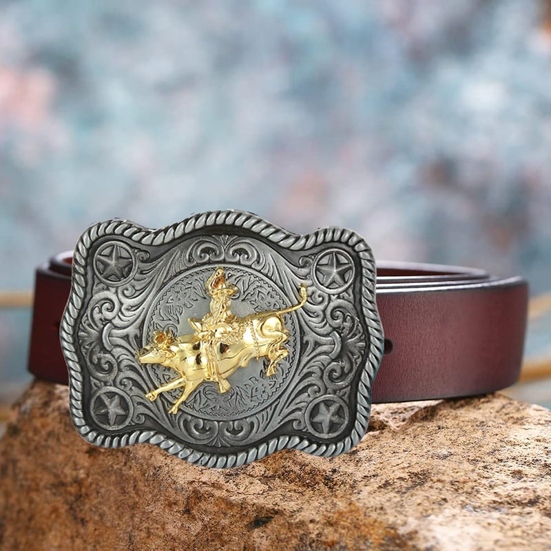 KDG Western cowboy belt buckle for belt accessories Custom buckle (Square Gold Horse Riding) - Image 5