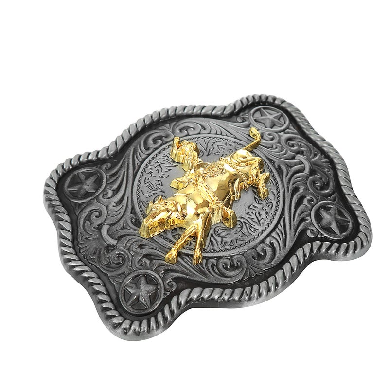 KDG Western cowboy belt buckle for belt accessories Custom buckle (Square Gold Horse Riding) - Image 4