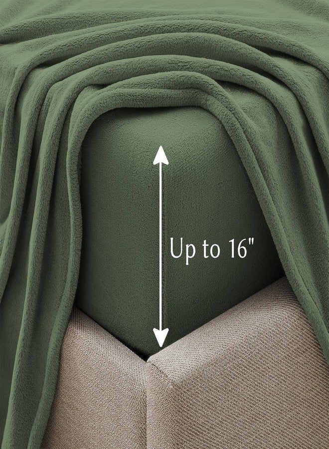 Petrichor Flannel Fleece Queen Size Sheet Set Green - Ultra Soft Anti-Static Plush Bedding, 4 Piece (1 Fitted Sheet, 1 Flat Sheet, 2 Pillowcases) - Image 5