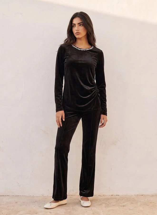 Splash FAV Youth Velour Top with Embellishment