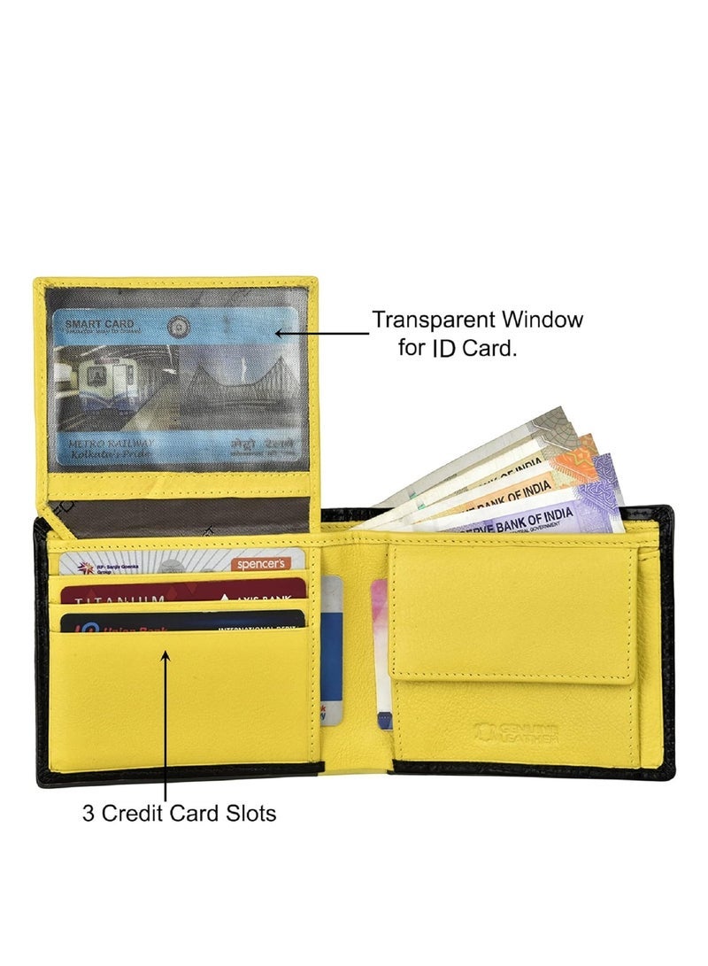 URBAN FOREST Kyle Black/Yellow Leather Wallet for Men - Image 4