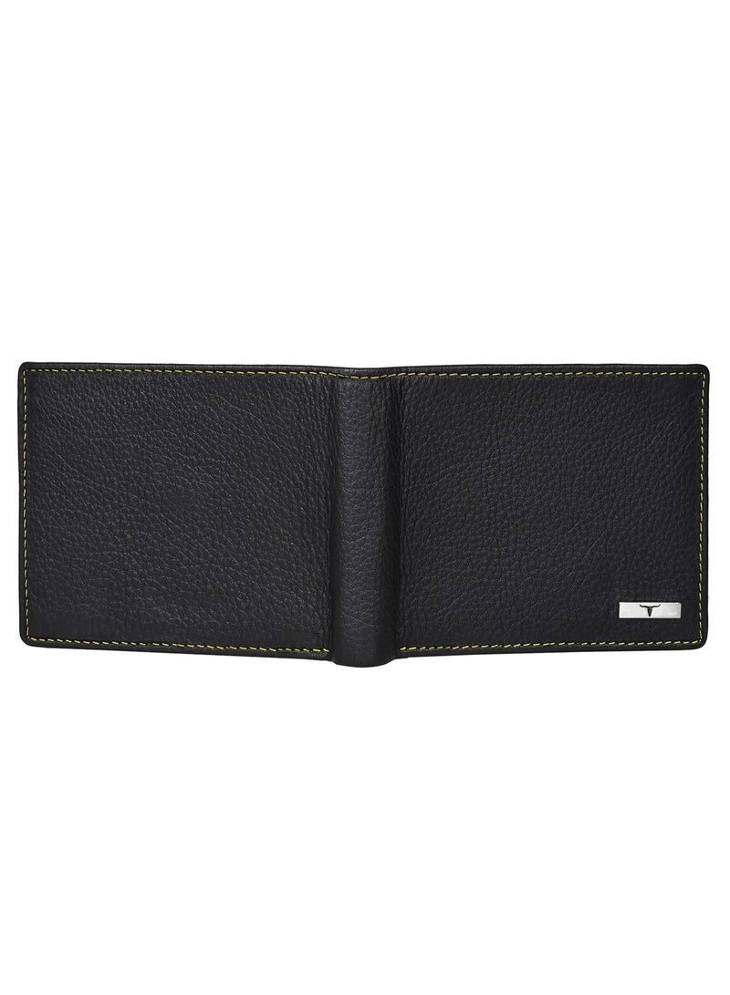 URBAN FOREST Kyle Black/Yellow Leather Wallet for Men - Image 5