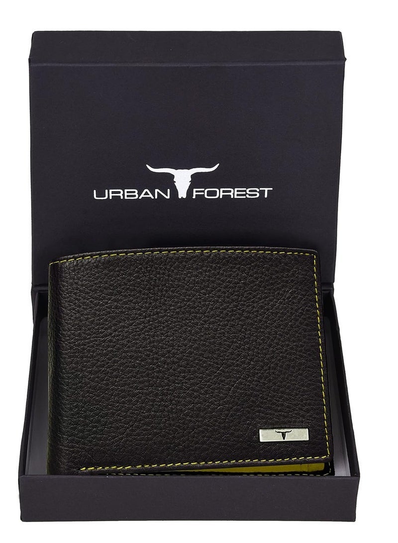 URBAN FOREST Kyle Black/Yellow Leather Wallet for Men - Image 2