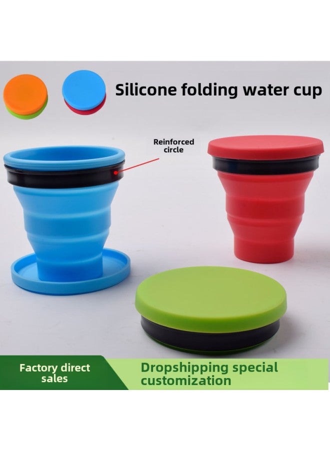 Hard Silicone Folding Cup Creative Travel Mouthwash Cup Foldable Portable Water Cup Folding Travel Outdoor Water Cup-Color:♥❣Covered With Reinforcement Ring❣♥-Capacity:♥❣Random Color Delivery❣♥ - Image 2