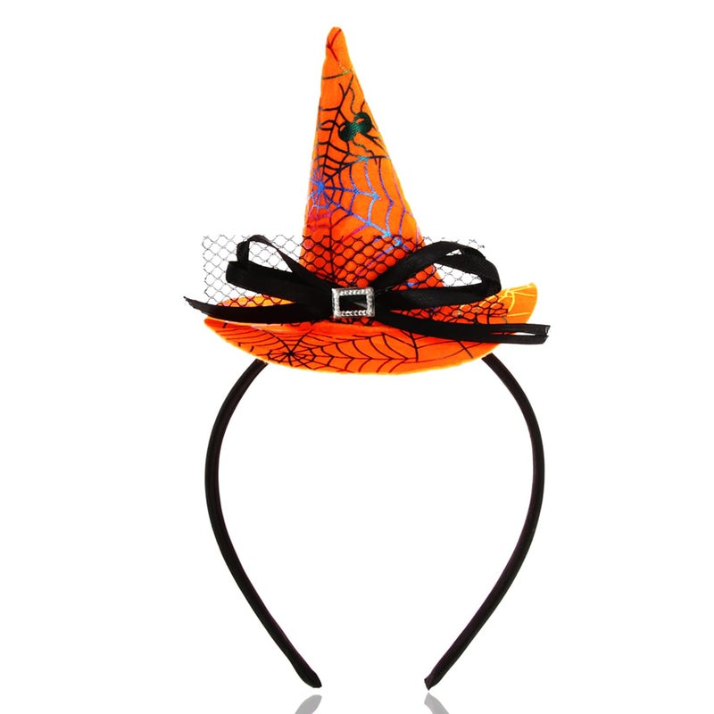 Oarkive Witch Headband Witches Hat Headband Halloween Witches Hat Small Witch Hats Toddler Witch Hat Mini Witch Hat Kids Witch Hat Witch Costume Hat Tiny Spiderweb Cute Witch Hat for Girl Baby Women Adult