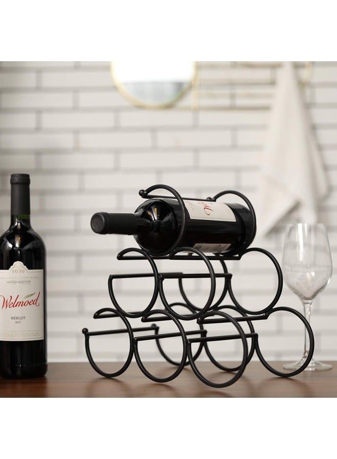 JHY DESIGN Wine Bottle Rack, 6 Bottles Storage, Iron, Tabletop-wine-racks, 11.5x6x10.5 inches, Modern, 950g - Image 1
