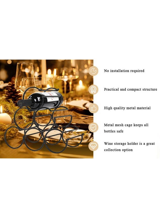 JHY DESIGN Wine Bottle Rack, 6 Bottles Storage, Iron, Tabletop-wine-racks, 11.5x6x10.5 inches, Modern, 950g - Image 5