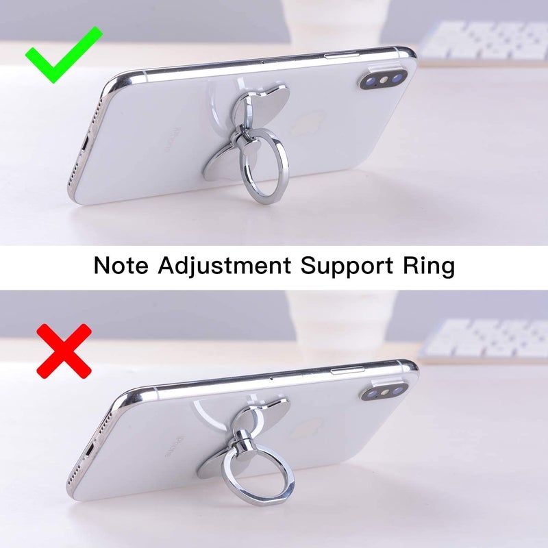 KolorFish Bow Shape Metal Mobile Phone Finger Ring Stability Holder Back Stand Collapsible Hand Grip Kickstand 360 for All Phones (Silver) - Image 5