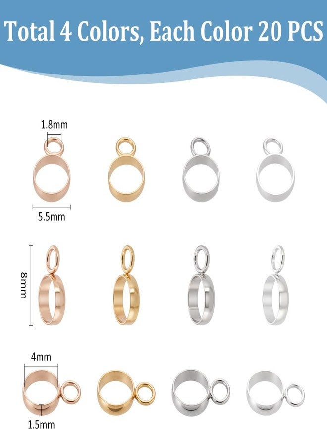 UNICRAFTALE About 80pcs 4 Colors Stainless Steel Ring Bail Beads Charm 4mm Inner Hanger Links Connectors with Loop Charms European Spacer Beads Pendant for Jewelry Making 1.8mm Hole - Image 3