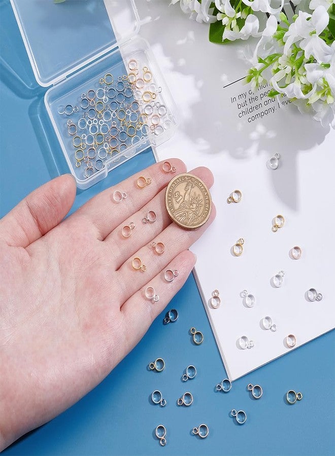 UNICRAFTALE About 80pcs 4 Colors Stainless Steel Ring Bail Beads Charm 4mm Inner Hanger Links Connectors with Loop Charms European Spacer Beads Pendant for Jewelry Making 1.8mm Hole - Image 2