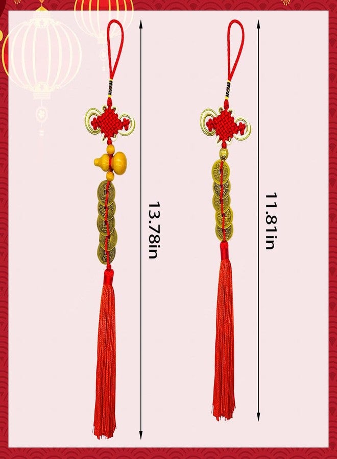 Hying 8 Strings Chinese New Year Lucky Coins Charms Chinese Feng Shui Coins 2025 New Year Fortune Coins I-Ching Coins with Tassel Gourd Chinese Knot for Wealth Success Good Luck Hanging Decorations - Image 2