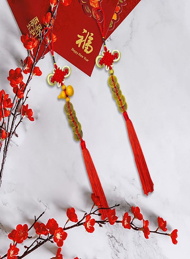 Hying 8 Strings Chinese New Year Lucky Coins Charms Chinese Feng Shui Coins 2025 New Year Fortune Coins I-Ching Coins with Tassel Gourd Chinese Knot for Wealth Success Good Luck Hanging Decorations - Image 4