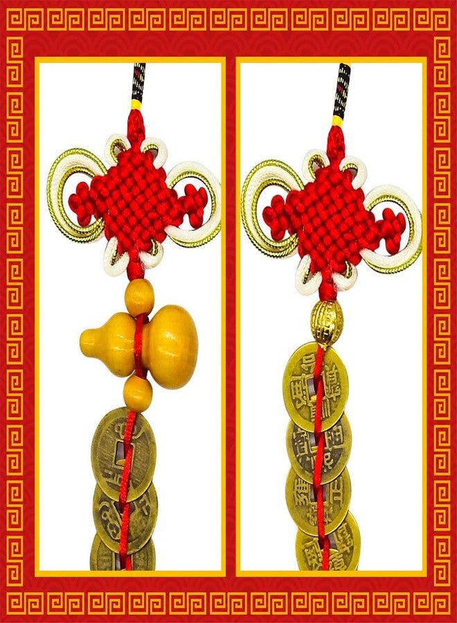 Hying 8 Strings Chinese New Year Lucky Coins Charms Chinese Feng Shui Coins 2025 New Year Fortune Coins I-Ching Coins with Tassel Gourd Chinese Knot for Wealth Success Good Luck Hanging Decorations - Image 3