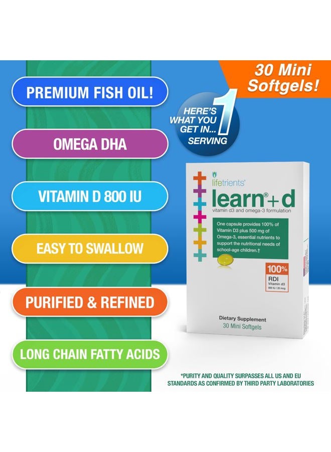 Lifetrients Learn+D - Vitamin D3, Omega 3 Formulation - 30 Mini Softgels - Image 4
