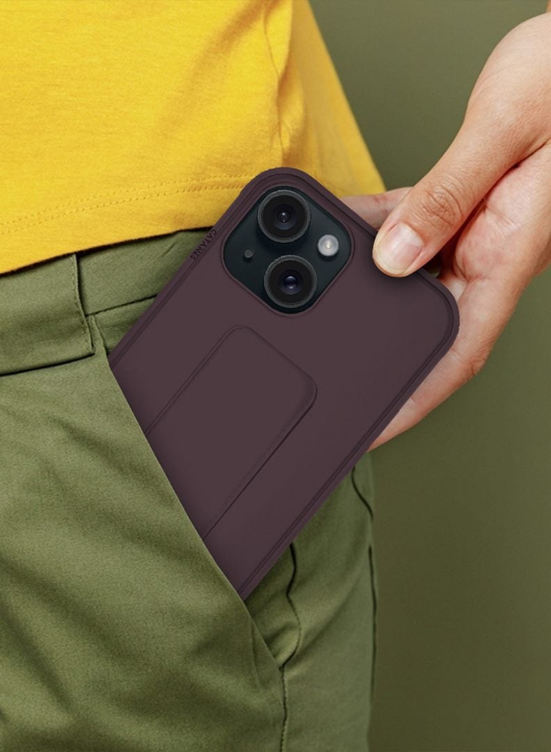 CATANES iPhone 15 Plus Case Premium PU Leather Case with Stand Function Shockproof and Anti Scratch Finger Grip Case Cover Cherry - Image 3