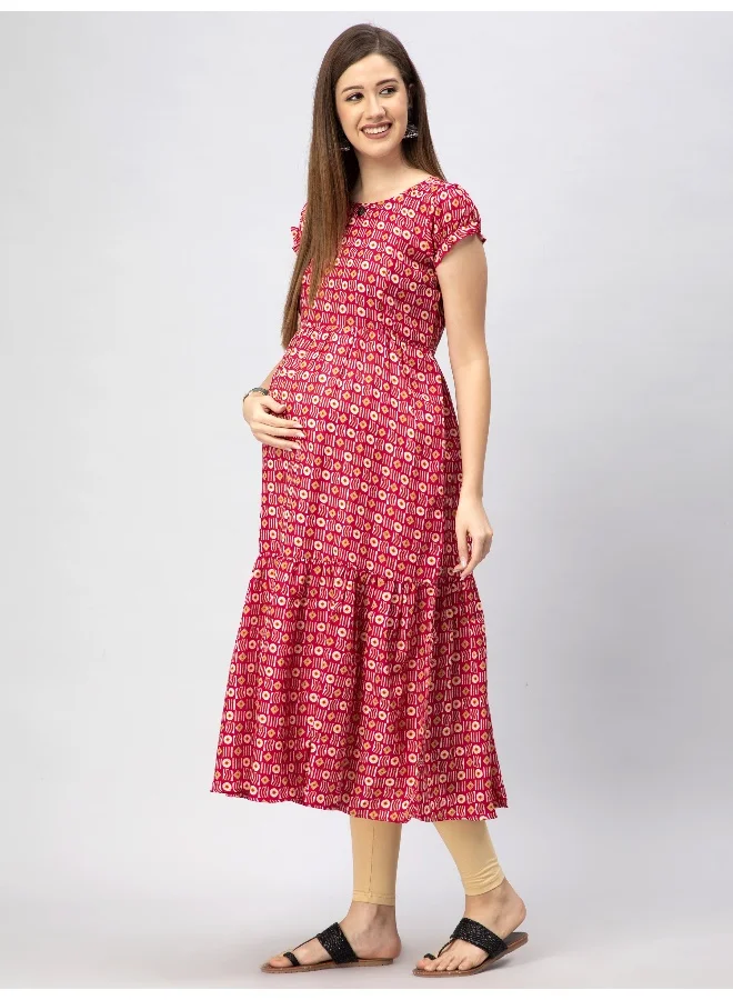 CEE 18 Women's Cotton Rayon A-Line Maternity DressFeeding kurti With Zippers