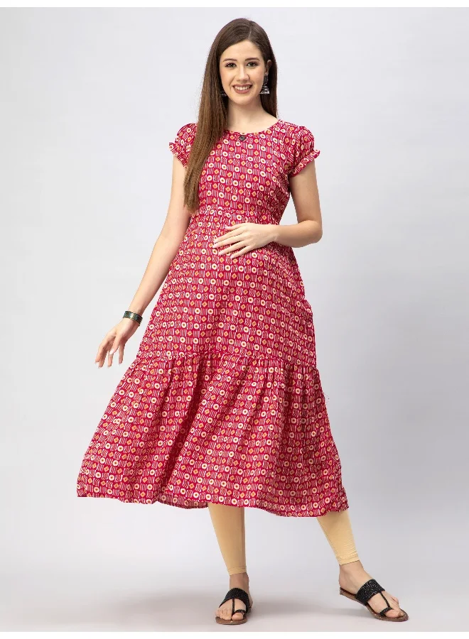 CEE 18 Women's Cotton Rayon A-Line Maternity DressFeeding kurti With Zippers