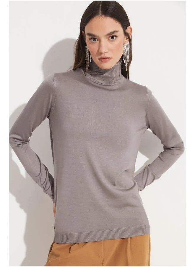 JUNE June Turtleneck Knitwear Sweater Grey