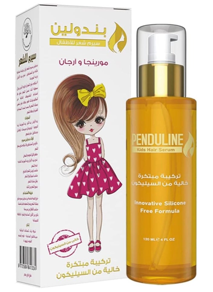 PENDULINE Hair Serum for kids with Argan & Moringa Oil | Silicone-Free | Nourishing Hair Treatment for Strong | Shiny & Healthy Hair | ( 120 ml)  - Image 1