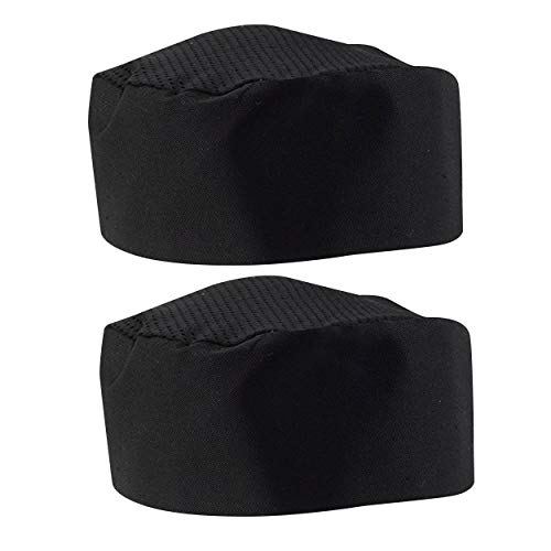 LEQC 2PCS Black Chef Skull Cap – Adjustable & Breathable Mesh Chef Hats for Men Women Kitchen Cook Cap, Oil-Resistant Chef Works Hat for Professional & Home Use - Image 1