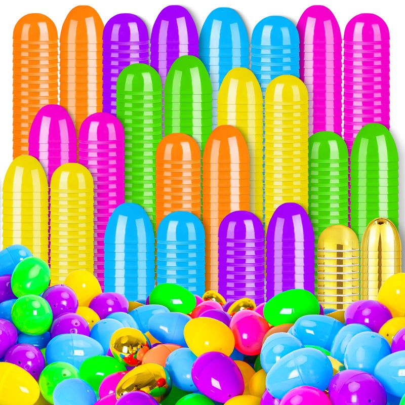 MGparty 150 Pcs Easter Eggs 236 Bright Plastic Fillable Easter Eggs Empty with 12 Golden Eggs for Easter Basket Stuffers Party Favors Egg Hunt Supplies and Easter Decorations - Image 3