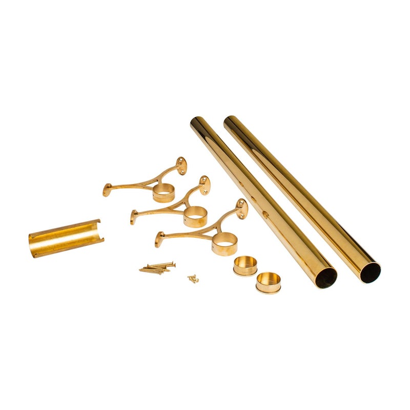 OUTWATER OUTWATER 8 Bar Foot Rail Kit  Complete Undercounter Mount Hardware and Tubing Brass Finish 