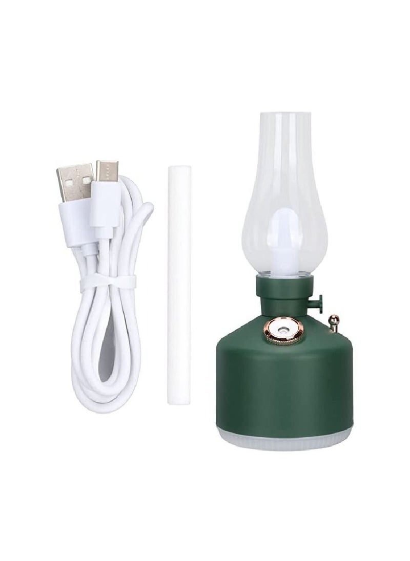 Retro Air Humidifier Vintage Lamp Night Light Nano Mist Sprayer Aromatherapy Diffuser USB Rechargeable Portable Air Humidifier 1200mAh Wireless Aromatherapy Diffuser Auto Shut Off Type C 280ML Green